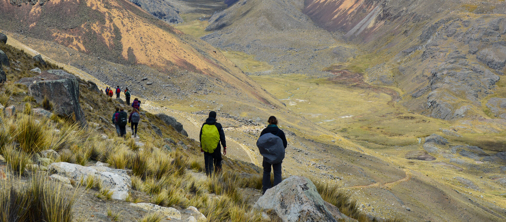 people trekking in the Peruvian mountains